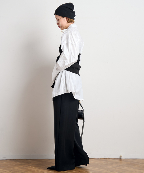 PROVOKE (プロヴォーク)の「【PROVOKE/プロヴォーク】2WAY boatneck pullover(ニット/セーター・レディース・ブラック/ベージュ・FREE)」の12枚目の写真