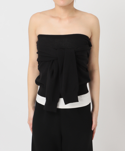 PROVOKE (プロヴォーク)の「【PROVOKE/プロヴォーク】2WAY boatneck pullover(ニット/セーター・レディース・ブラック/ベージュ・FREE)」の4枚目の写真