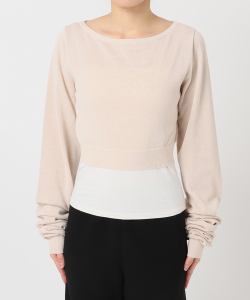 PROVOKE (プロヴォーク)の「【PROVOKE/プロヴォーク】2WAY boatneck pullover(ニット/セーター・レディース・ブラック/ベージュ・FREE)」の9枚目の写真