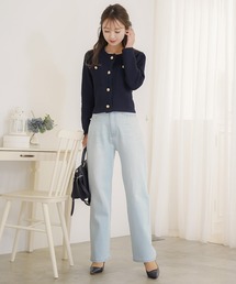 Joint space（ジョイントスペース）の「ウエスト調整 パール デコレーション デニム パンツ le reve vaniller（デニムパンツ）」