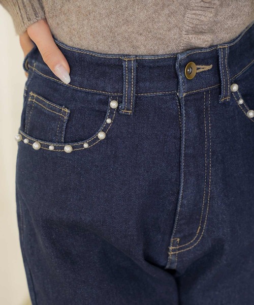 le reve vaniller(ル レーヴ ヴァニレ)の「ウエスト調整 パール デコレーション デニム パンツ le reve vaniller(デニムパンツ・レディース・サックスブルー/インディゴブルー・S/M)」の10枚目の写真