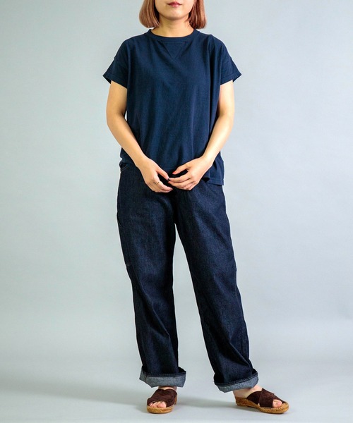 OMNIGOD（オムニゴッド）の「[OMNIGOD womens / オムニゴッド] 天竺 フレンチスリーブマニッシュTシャツ（Tシャツ/カットソー・レディース・グレー/ブラウン/ネイビー/ホワイト・FREE）」の6枚目の写真