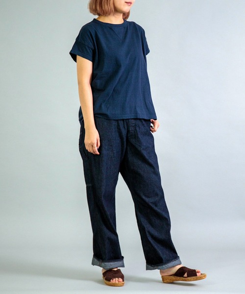 OMNIGOD（オムニゴッド）の「[OMNIGOD womens / オムニゴッド] 天竺 フレンチスリーブマニッシュTシャツ（Tシャツ/カットソー・レディース・グレー/ブラウン/ネイビー/ホワイト・FREE）」の7枚目の写真