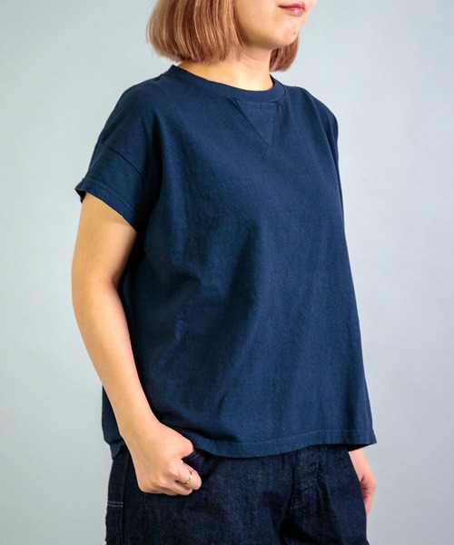 OMNIGOD（オムニゴッド）の「[OMNIGOD womens / オムニゴッド] 天竺 フレンチスリーブマニッシュTシャツ（Tシャツ/カットソー・レディース・グレー/ブラウン/ネイビー/ホワイト・FREE）」の5枚目の写真