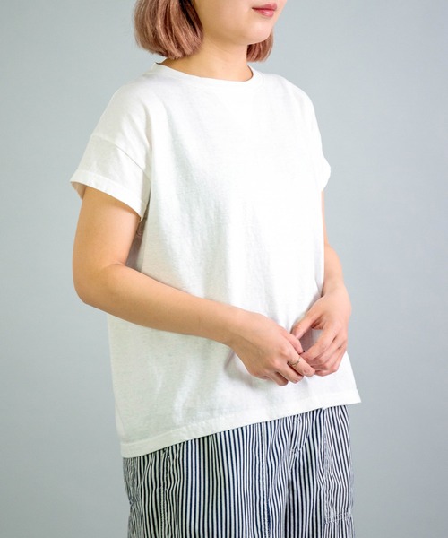 OMNIGOD（オムニゴッド）の「[OMNIGOD womens / オムニゴッド] 天竺 フレンチスリーブマニッシュTシャツ（Tシャツ/カットソー・レディース・グレー/ブラウン/ネイビー/ホワイト・FREE）」の17枚目の写真