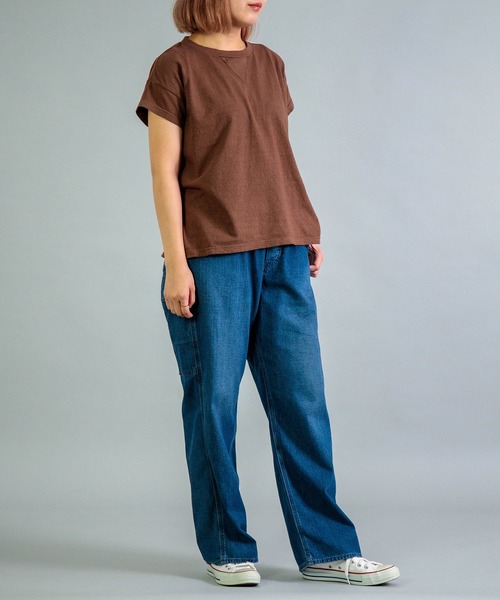 OMNIGOD（オムニゴッド）の「[OMNIGOD womens / オムニゴッド] 天竺 フレンチスリーブマニッシュTシャツ（Tシャツ/カットソー・レディース・グレー/ブラウン/ネイビー/ホワイト・FREE）」の11枚目の写真