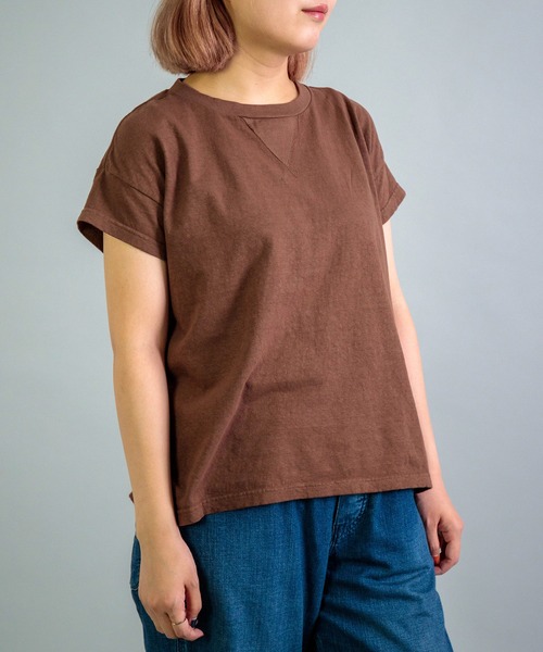 OMNIGOD（オムニゴッド）の「[OMNIGOD womens / オムニゴッド] 天竺 フレンチスリーブマニッシュTシャツ（Tシャツ/カットソー・レディース・グレー/ブラウン/ネイビー/ホワイト・FREE）」の9枚目の写真