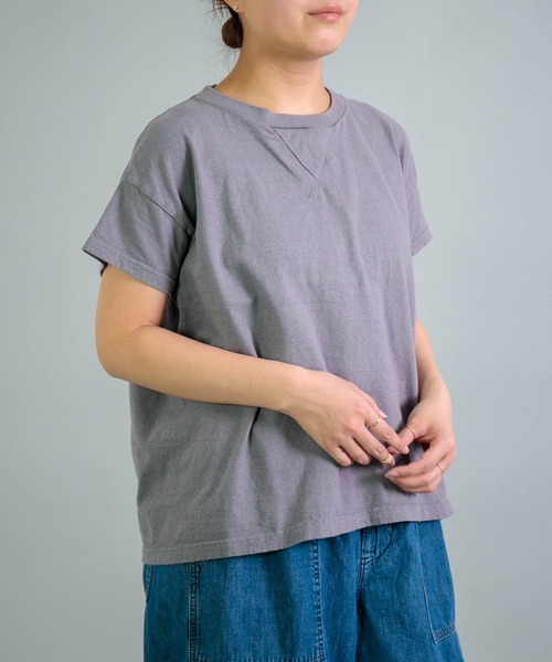 OMNIGOD（オムニゴッド）の「[OMNIGOD womens / オムニゴッド] 天竺 フレンチスリーブマニッシュTシャツ（Tシャツ/カットソー・レディース・グレー/ブラウン/ネイビー/ホワイト・FREE）」の13枚目の写真