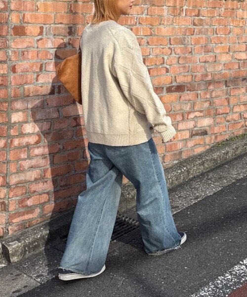 CIAOPANIC TYPY（チャオパニックティピー）の「【UNISEX】ダイヤメッシュクルーネックカーディガン（カーディガン/ボレロ・レディース・チャコールグレー/グリーン/ベージュ・LARGE/MEDIUM）」の11枚目の写真