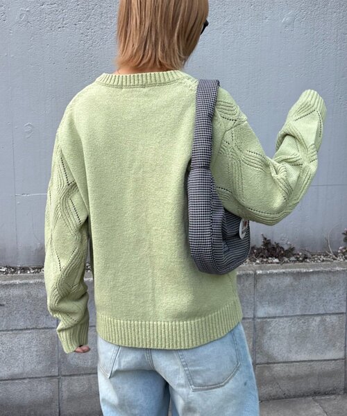 CIAOPANIC TYPY（チャオパニックティピー）の「【UNISEX】ダイヤメッシュクルーネックカーディガン（カーディガン/ボレロ・レディース・チャコールグレー/グリーン/ベージュ・LARGE/MEDIUM）」の15枚目の写真