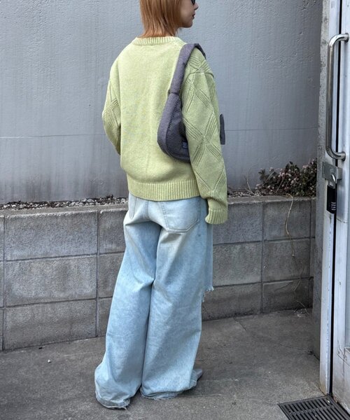 CIAOPANIC TYPY（チャオパニックティピー）の「【UNISEX】ダイヤメッシュクルーネックカーディガン（カーディガン/ボレロ・レディース・チャコールグレー/グリーン/ベージュ・LARGE/MEDIUM）」の18枚目の写真