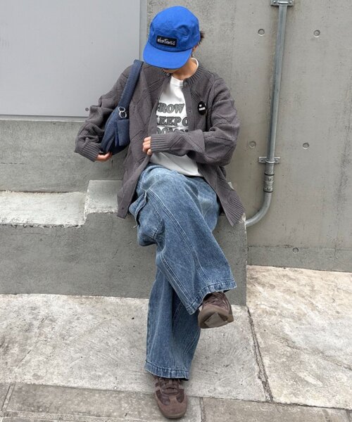 CIAOPANIC TYPY（チャオパニックティピー）の「【UNISEX】ダイヤメッシュクルーネックカーディガン（カーディガン/ボレロ・レディース・チャコールグレー/グリーン/ベージュ・LARGE/MEDIUM）」の21枚目の写真