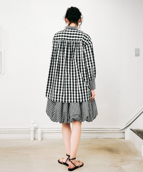 NOISE MAKER（ノイズメーカー）の「ミディ丈チェックバルーンスカート【MADE IN JAPAN】（スカート・レディース・ブラック系1/ブラック系2・36/38）」の11枚目の写真