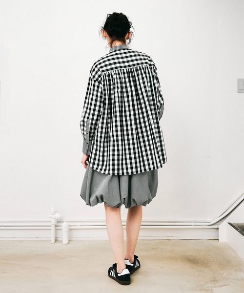 NOISE MAKER（ノイズメーカー）の「ミディ丈チェックバルーンスカート【MADE IN JAPAN】（スカート・レディース・ブラック系1/ブラック系2・36/38）」の7枚目の写真