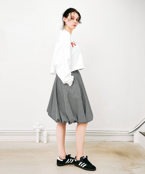 NOISE MAKER（ノイズメーカー）の「ミディ丈チェックバルーンスカート【MADE IN JAPAN】（スカート・レディース・ブラック系1/ブラック系2・36/38）」の6枚目の写真