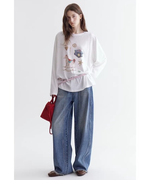 Fano Studios（ファノ ストゥディオズ）の「木馬モチーフ ラグランスリーブ ロングスリーブTシャツ FC26S037【Fano Studios】【2026SS】（Tシャツ/カットソー・レディース・ホワイト・L/M/S）」の6枚目の写真