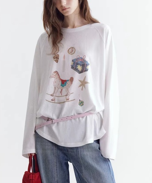 Fano Studios（ファノ ストゥディオズ）の「木馬モチーフ ラグランスリーブ ロングスリーブTシャツ FC26S037【Fano Studios】【2026SS】（Tシャツ/カットソー・レディース・ホワイト・L/M/S）」の9枚目の写真