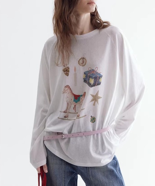 Fano Studios（ファノ ストゥディオズ）の「木馬モチーフ ラグランスリーブ ロングスリーブTシャツ FC26S037【Fano Studios】【2026SS】（Tシャツ/カットソー・レディース・ホワイト・L/M/S）」の12枚目の写真