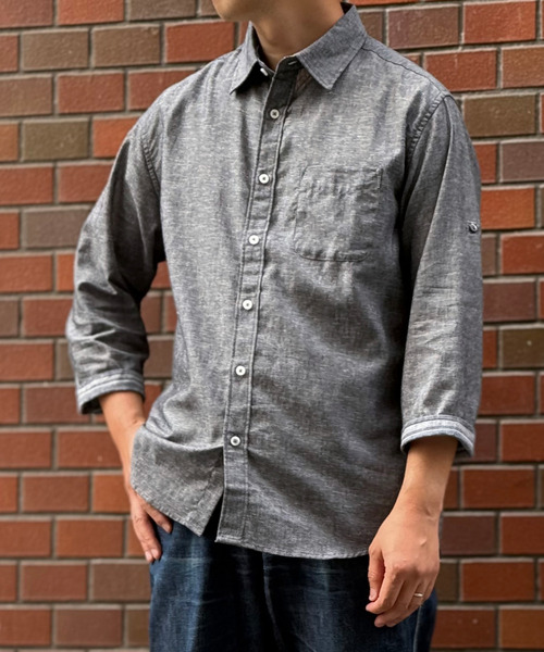 ikka（イッカ）の「【雑誌MonoMax5月号掲載】フレンチリネンMIX袖2WAYシャツ【接触冷感】「小泉孝太郎さん着用モデル」（シャツ/ブラウス・メンズ・グリーン/ホワイト/ブルー/グレー/ネイビー/オレンジ・XL/L/M/S）」の3枚目の写真