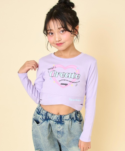 ANAP kids（アナップキッズ）の「クロスデザイントップス（Tシャツ/カットソー・キッズ・ラベンダー/ホワイト/ブラック・130/120/110）」の3枚目の写真
