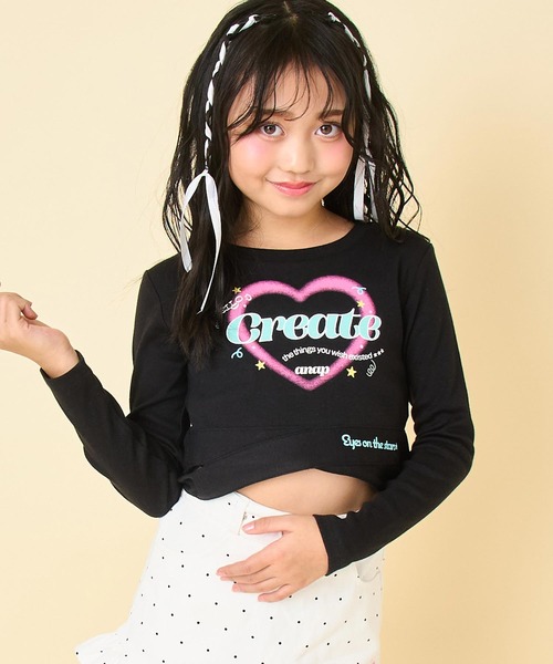 ANAP kids（アナップキッズ）の「クロスデザイントップス（Tシャツ/カットソー・キッズ・ラベンダー/ホワイト/ブラック・130/120/110）」の2枚目の写真