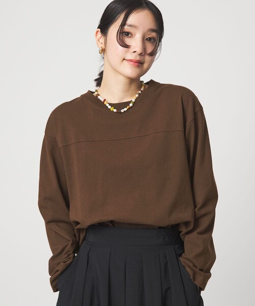 green label relaxing（グリーンレーベルリラクシング）の「【WEB限定】＜at ease＞ナンバー プリント TEE（Tシャツ/カットソー・レディース・ダークブラウン/ホワイト/ネイビー・FREE）」の5枚目の写真