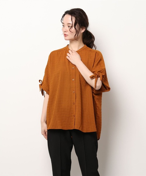 Social GIRL(ソーシャルガール)の「《Social GIRL》袖リボンバンドカラーシャツブラウス(シャツ/ブラウス・レディース・オフホワイト/ブラック/パープル・M/S)」の10枚目の写真