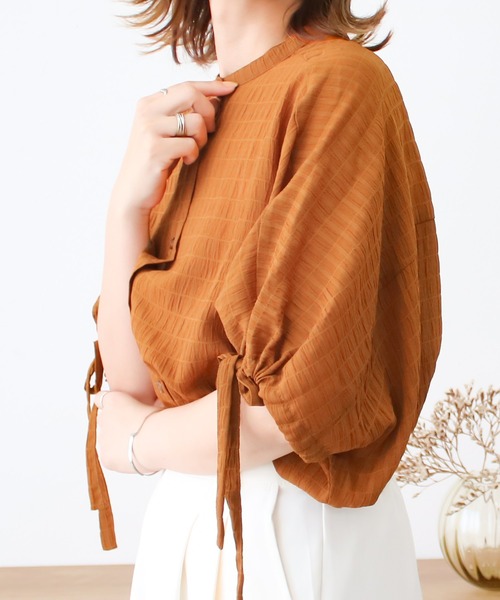 Social GIRL(ソーシャルガール)の「《Social GIRL》袖リボンバンドカラーシャツブラウス(シャツ/ブラウス・レディース・オフホワイト/ブラック/パープル・M/S)」の11枚目の写真