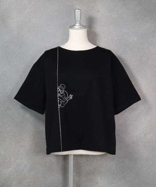STUDIO PICONE(スタジオピッコーネ)の「コットン100%プリント冷感プルオーバー(Tシャツ/カットソー・レディース・ブラック/ブルー/ホワイト・M/L/LL)」の4枚目の写真