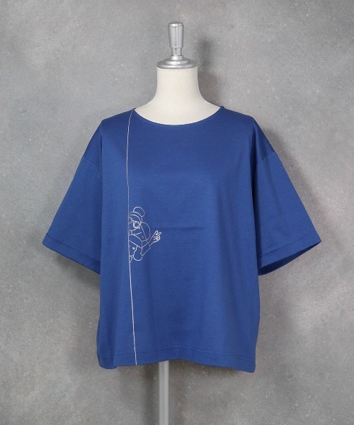 STUDIO PICONE(スタジオピッコーネ)の「コットン100%プリント冷感プルオーバー(Tシャツ/カットソー・レディース・ブラック/ブルー/ホワイト・M/L/LL)」の6枚目の写真