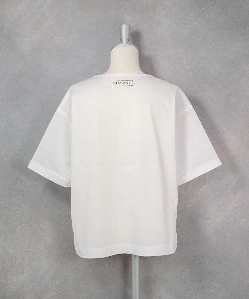 STUDIO PICONE(スタジオピッコーネ)の「コットン100%プリント冷感プルオーバー(Tシャツ/カットソー・レディース・ブラック/ブルー/ホワイト・M/L/LL)」の9枚目の写真