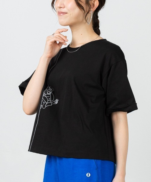 STUDIO PICONE(スタジオピッコーネ)の「コットン100%プリント冷感プルオーバー(Tシャツ/カットソー・レディース・ブラック/ブルー/ホワイト・M/L/LL)」の11枚目の写真