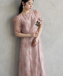 AIMER（エメ）の「ミストチュールフラワーモチーフラメ刺繍パイピングデザインパーティードレス　結婚式　お呼ばれ　ドレス　20代 30代（ドレス）」