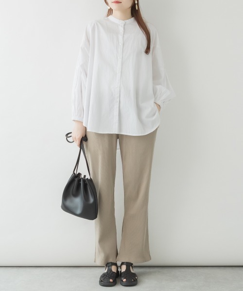 aity（アイティ）の「M-4L スリット入りリブパンツ（その他パンツ・レディース・ブラック/キャメル/グレイッシュベージュ・4L/3L/LL/L/M）」の18枚目の写真