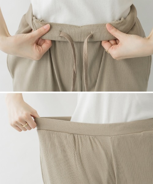 aity（アイティ）の「M-4L スリット入りリブパンツ（その他パンツ・レディース・ブラック/キャメル/グレイッシュベージュ・4L/3L/LL/L/M）」の13枚目の写真