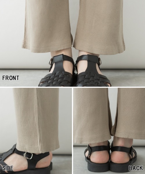 aity（アイティ）の「M-4L スリット入りリブパンツ（その他パンツ・レディース・ブラック/キャメル/グレイッシュベージュ・4L/3L/LL/L/M）」の4枚目の写真