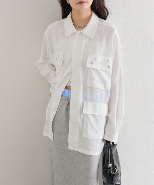 mystic(ミスティック)の「ポケットビジューカバーオール(カバーオール・レディース・ブラック/ベージュ/オフホワイト・FREE)」の10枚目の写真