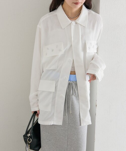 mystic(ミスティック)の「ポケットビジューカバーオール(カバーオール・レディース・ブラック/ベージュ/オフホワイト・FREE)」の11枚目の写真