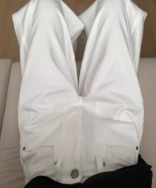 CELENA BEATS（セレナビーツ）の「ハイウエストカラーワイドデニムパンツ（デニムパンツ・レディース・ピンク/ホワイト・L/M/S）」の9枚目の写真