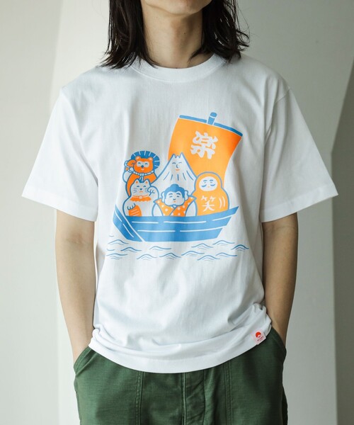 BEAMS JAPAN(ビームス ジャパン)の「【別注】ニューレトロ / 縁起物 Tシャツ(Tシャツ/カットソー・レディース・ゴールド/ホワイト・SMALL/X-LARGE/MEDIUM/LARGE)」の4枚目の写真