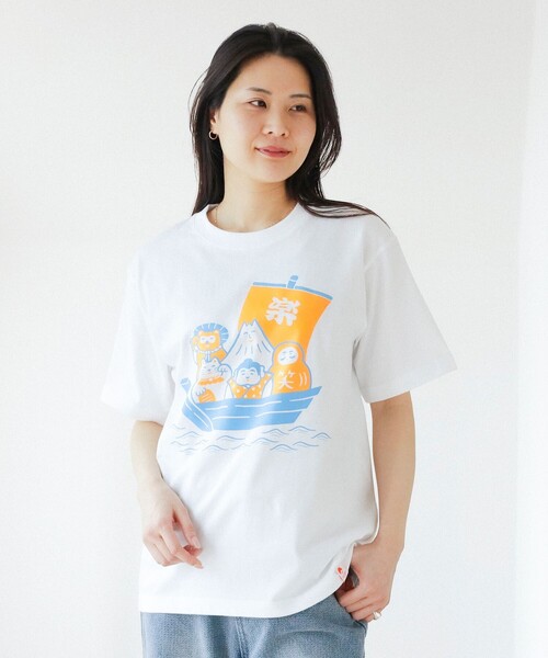 BEAMS JAPAN(ビームス ジャパン)の「【別注】ニューレトロ / 縁起物 Tシャツ(Tシャツ/カットソー・レディース・ゴールド/ホワイト・SMALL/X-LARGE/MEDIUM/LARGE)」の6枚目の写真