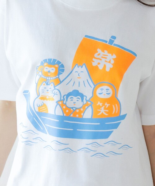 BEAMS JAPAN(ビームス ジャパン)の「【別注】ニューレトロ / 縁起物 Tシャツ(Tシャツ/カットソー・レディース・ゴールド/ホワイト・SMALL/X-LARGE/MEDIUM/LARGE)」の8枚目の写真