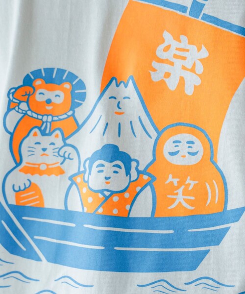 BEAMS JAPAN(ビームス ジャパン)の「【別注】ニューレトロ / 縁起物 Tシャツ(Tシャツ/カットソー・レディース・ゴールド/ホワイト・SMALL/X-LARGE/MEDIUM/LARGE)」の9枚目の写真