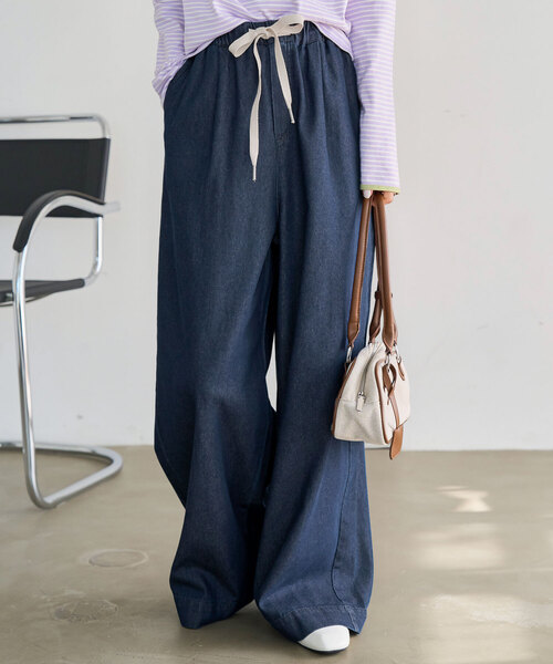 KOBE LETTUCE(コウベレタス)の「イージーワイドデニムパンツ(マタニティウェア/グッズ・レディース・ブラック/ブルー/インディゴブルー/ライトブルー・M/TM/PM)」の11枚目の写真