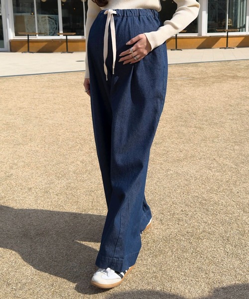 KOBE LETTUCE(コウベレタス)の「イージーワイドデニムパンツ(マタニティウェア/グッズ・レディース・ブラック/ブルー/インディゴブルー/ライトブルー・M/TM/PM)」の16枚目の写真