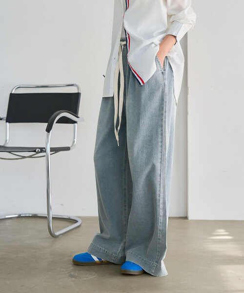 KOBE LETTUCE(コウベレタス)の「イージーワイドデニムパンツ(マタニティウェア/グッズ・レディース・ブラック/ブルー/インディゴブルー/ライトブルー・M/TM/PM)」の18枚目の写真