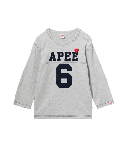 APEE BY A BATHING APE(エイピーバイアベイシングエイプ)の「APPLIQUE PATCH AND HEART EMBROIDERY LS TEE(Tシャツ/カットソー・レディース・グレー/ブラック・SMALL/X-SMALL)」の2枚目の写真