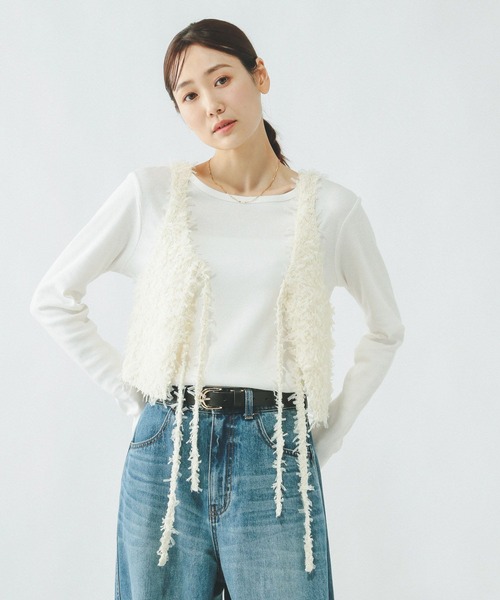 GLOBAL WORK（グローバルワーク）の「2WAYテープヤーンビスチェ/642824（ベスト・レディース・ダークグレー/オフホワイト・LARGE/MEDIUM）」の20枚目の写真