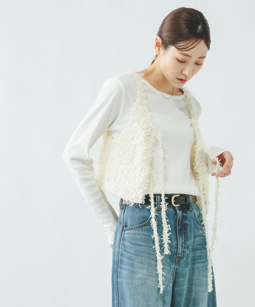 GLOBAL WORK（グローバルワーク）の「2WAYテープヤーンビスチェ/642824（ベスト・レディース・ダークグレー/オフホワイト・LARGE/MEDIUM）」の21枚目の写真