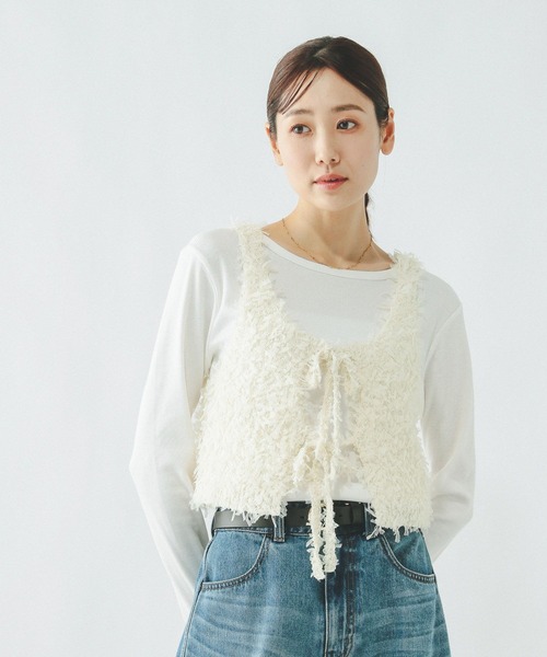 GLOBAL WORK（グローバルワーク）の「2WAYテープヤーンビスチェ/642824（ベスト・レディース・ダークグレー/オフホワイト・LARGE/MEDIUM）」の22枚目の写真